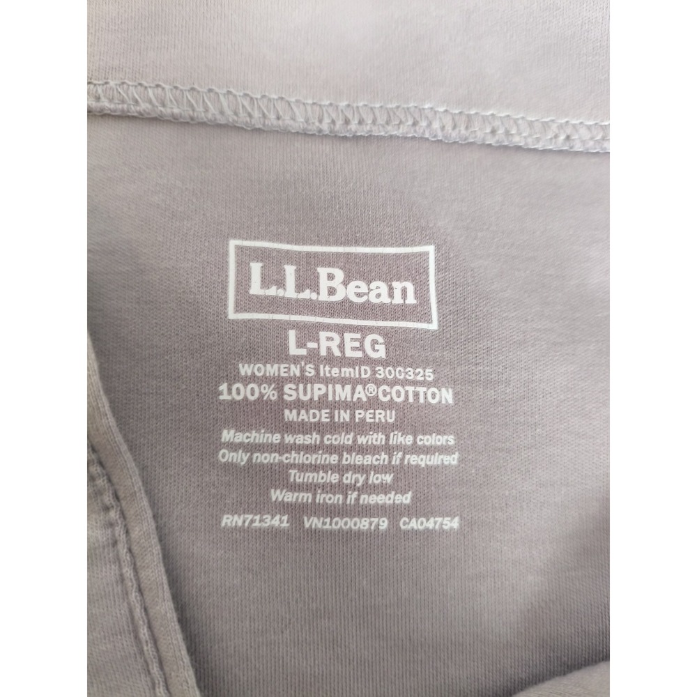 LL Bean Women's Split Neck 100% Supima Cotton Lavender Top Size L 3/4 sleeve - Picture 3 of 6